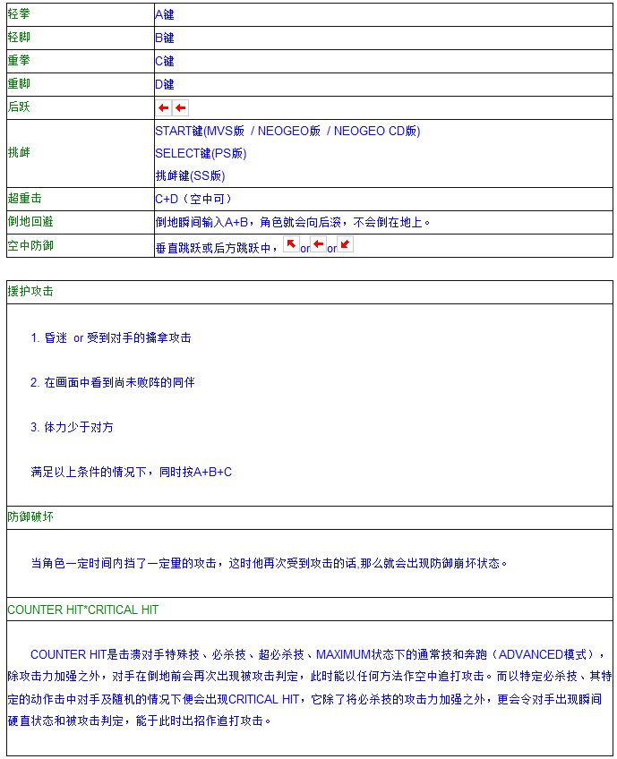 拳皇97摇杆出招表-拳皇97全人物摇杆出招图文分享